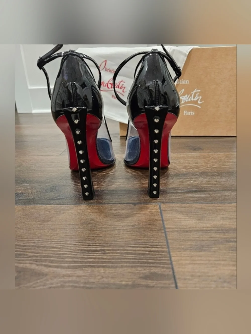 CHRISTIAN LOUBOUTIN Debout Condora 100 PVC Patent Pumps 40 NWT Black - Picture 8 of 12